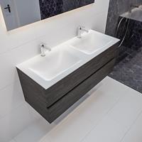 mondiaz Vica 120cm badmeubel dark brown 2 lades wastafel Cloud dubbel 2 kraangaten