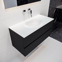 mondiaz Vica 100cm badmeubel urban 2 lades wastafel Moon midden zonder kraangat
