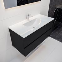 mondiaz Vica 100cm badmeubel urban 2 lades wastafel Denia midden met 1 kraangat