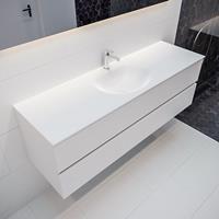 mondiaz Vica 150cm badmeubel talc 2 lades wastafel Moon midden met 1 kraangat
