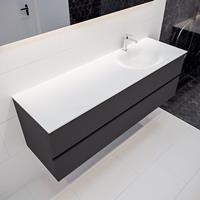 mondiaz Vica 150cm badmeubel dark grey 2 lades wastafel Moon rechts 1 kraangat