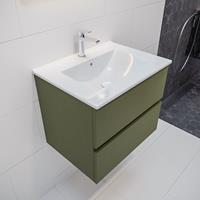 mondiaz Vica 60cm badmeubel army 2 lades wastafel Denia midden met 1 kraangat