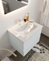 mondiaz Vica 60cm badmeubel clay 2 lades wastafel Denia midden met 1 kraangat