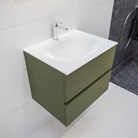 mondiaz Vica 60cm badmeubel army 2 lades wastafel Moon midden met 1 kraangat