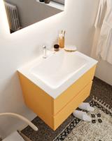 mondiaz Vica 60cm badmeubel ocher 2 lades wastafel Cloud midden met 1 kraangat