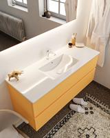 mondiaz Vica 120cm badmeubel ocher 2 lades wastafel Denia midden met 1 kraangat