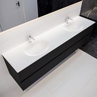 mondiaz Vica 200cm badmeubel urban 4 lades wastafel Moon dubbel met 2 kraangaten