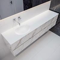 mondiaz Vica 200cm badmeubel carrara 4 lades wastafel Moon links zonder kraangat