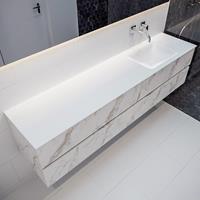 mondiaz Vica 200cm badmeubel carrara 4 lades wastafel Cloud rechts geen kraangat