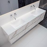 mondiaz Vica 200cm badmeubel carrara 4 lades wastafel Cloud dubbel geen kraangat