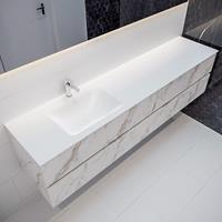 mondiaz Vica 200cm badmeubel carrara 4 lades wastafel Cloud links met 1 kraangat