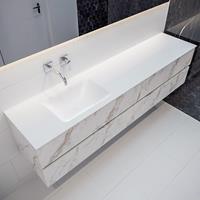 mondiaz Vica 200cm badmeubel carrara 4 lades wastafel Cloud links geen kraangat