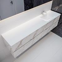 mondiaz Vica 200cm badmeubel carrara 4 lades wastafel Cloud rechts 1 kraangat