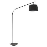 Ideallux Booglamp Daddy met stoffen kap, zwart