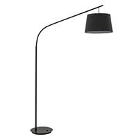 Ideallux Bogenlampe Daddy mit Textilschirm, schwarz