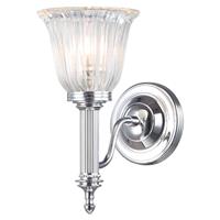 Elstead Vochtbestendige wandlamp Carroll, glas geribbeld