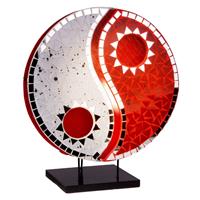 Woru Tafellamp Ying Yang met mozaïek spiegelstenen rood