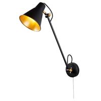 Searchlight Wandlamp 6302 van metaal, zwart-goud