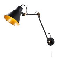 Searchlight Wandlamp 7403 met 3 scharnieren, zwart-goud