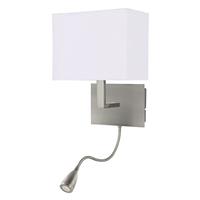 Searchlight Wandlamp 6519 met LED leeslamp, satijn zilver