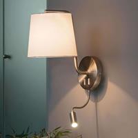 FARO BARCELONA Textiel-wandlamp Berni met LED leeslampje