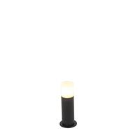 QAZQA Stehende Außenlampe schwarz mit Opalschirm weiß 30 cm IP44 - Odense