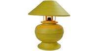 Fine Asianliving Bamboo Table Lamp Spiral Handmade Yellow 37x37x40cm
