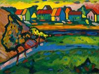 Wassily Kandinsky - Bayrisches Dorf mit Feld Kunstdruck 80x60cm