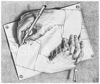 M. C. Escher - Zeichnen Kunstdruk 65x55cm