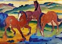 Franz Marc - Die roten Pferde Kunstdruk 29.7x21cm