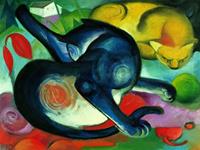 PGM Franz Marc - Zwei Katzen blau und gelb Kunstdruk 80x60cm