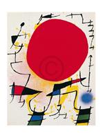 Joan Miro - Le soleil rouge Kunstdruk 40x50cm