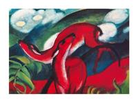 PGM Franz Marc - The red Deer Kunstdruk 80x60cm