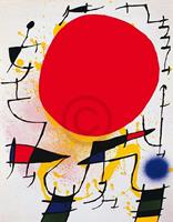 Joan Miro - Le soleil rouge Kunstdruk 60x80cm