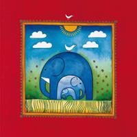 PGM Linda Edwards - Three little elephants Kunstdruk 40x40cm