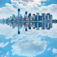 PGM Shutterstock - Lower Manhatten Skyline Kunstdruk 70x70cm