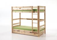 Vipack Stapelbedset Pino combo met stapelbed 180cm en 2 lades - naturel