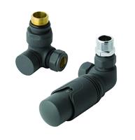 eastbrook Valve radiator aansluitset haaks met thermostaat antraciet mat