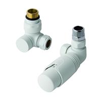 eastbrook Valve radiator aansluitset haaks met thermostaat wit mat