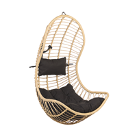 Hangstoel rotan beige/zwart PINETO