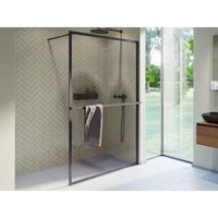 Riho Lucid GD400 inloopdouche 140x200cm met handdoekrek kader mat zwart GD414B000