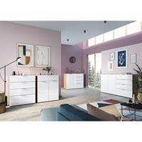 Dressoir, met 4 laden en 2 deuren, glazen front en blad, B 1840 x D 420 x H 1020 mm, Navarra eik/wit