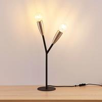 Lucande Carlea tafellamp, 2-lamps, zwart-nikkel