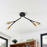 Lucande Carlea Deckenlampe, 4-fl. schwarz-messing