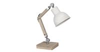 Clayre & Eef BUREAULAMP | 15*15*47 CM E27/MAX 1*60W | CREME | HOUT / IJZER |  | 6LMP494N