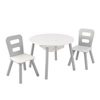 kidkraft Ronde Opbergtafel met 2 Stoelen (grijs/wit) -  (26166)