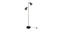 Leitmotiv Vloerlamp Mingle ijzer zwart met. Hout print, nikkel