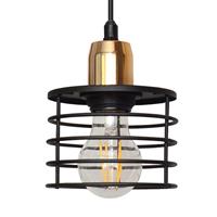 HELam Hängeleuchte Edison in Schwarz/Kupfer, einflammig