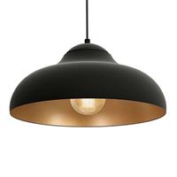 LUMINEX Hanglamp Basca, buiten zwart, binnen koper