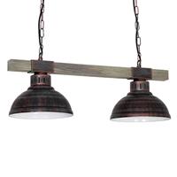 LUMINEX Hängelampe Hakon zweiflammig rostbraun/holz natur